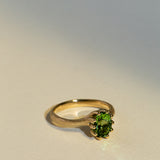 Entwine Claw Set Ring with 1.1ct Green Tourmaline in Textured 9ct Yellow Gold