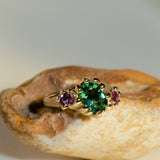 Signature Entwine Ring with Green Tourmaline & Pink Sapphires in 9ct Yellow Gold
