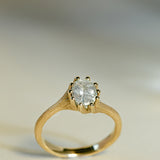 Entwine Claw Set Ring with Pale Blue-Green Tourmaline & Matching Band in 9ct Yellow Gold