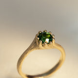 Entwine Claw Set Ring with Deep Green Tourmaline in 9ct Yellow Gold
