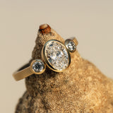 Entwine Still Oval Trilogy Ring in Satin 9ct Yellow Gold with Laboratory Diamonds