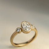 Entwine Still Oval Trilogy Ring in Satin 9ct Yellow Gold with Laboratory Diamonds