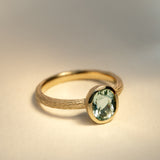 Entwine Still – Textured Oval Mint Green Tourmaline Ring in 9ct Yellow Gold