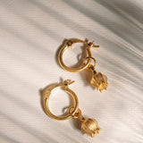 Cornered Leek Wildflower Hoop Earrings