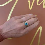 9ct Gold Blue Topaz Ring - Size N