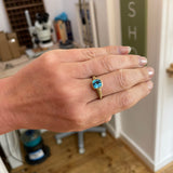 9ct Gold Blue Topaz Ring - Size N