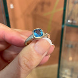 9ct Gold Blue Topaz Ring - Size N